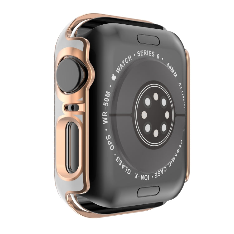 Double-Row Diamond Two-color Electroplating PC Watch Case For Apple Watch Series 6&SE&5&4 44mm