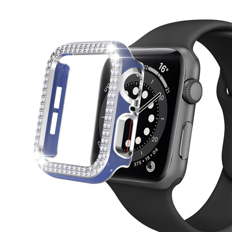 Double-Row Diamond Two-color Electroplating PC Watch Case For Apple Watch Series 6&SE&5&4 44mm