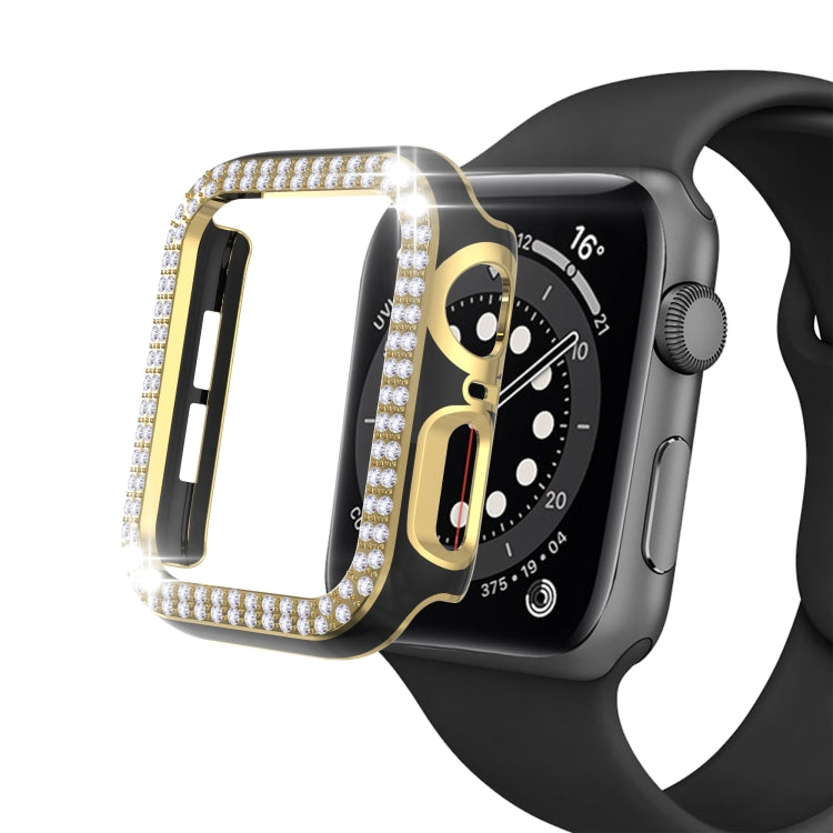 Double-Row Diamond Two-color Electroplating PC Watch Case For Apple Watch Series 6&SE&5&4 44mm