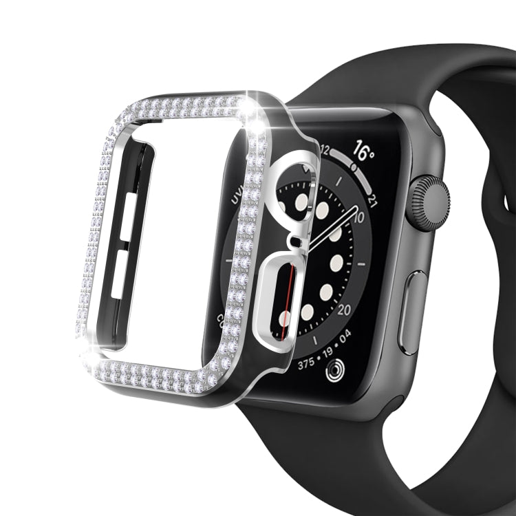 Double-Row Diamond Two-color Electroplating PC Watch Case For Apple Watch Series 6&SE&5&4 44mm