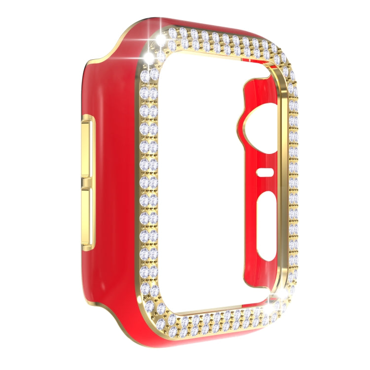 Double-Row Diamond Two-color Electroplating PC Watch Case For Apple Watch Series 6&SE&5&4 44mm