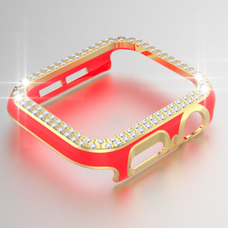 Double-Row Diamond Two-color Electroplating PC Watch Case For Apple Watch Series 6&SE&5&4 44mm