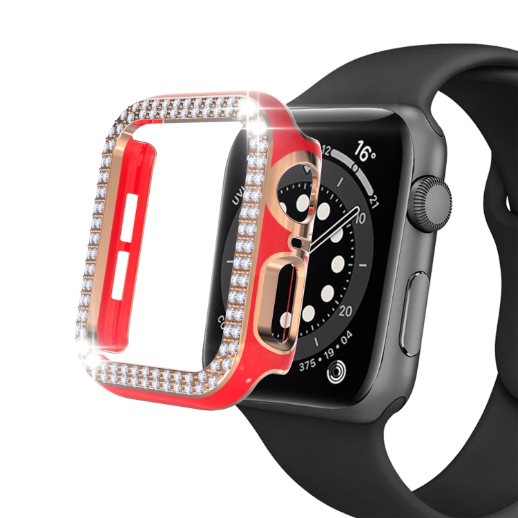 Double-Row Diamond Two-color Electroplating PC Watch Case For Apple Watch Series 6&SE&5&4 44mm