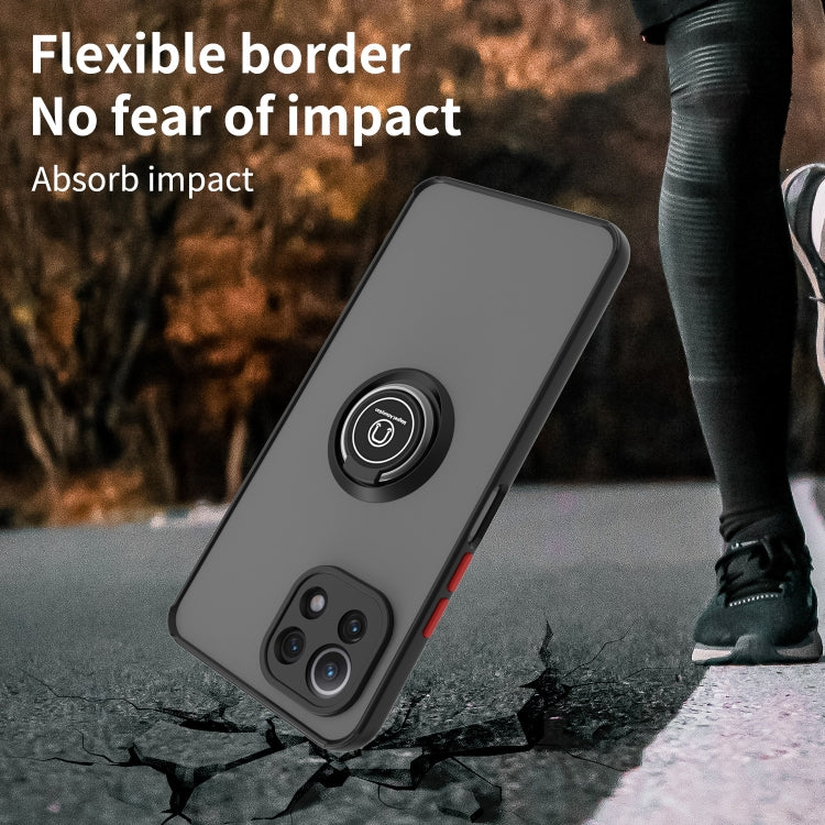 For Xiaomi Mi 11 Lite Q Shadow 1 Series TPU + PC Phone Case with Ring Holder