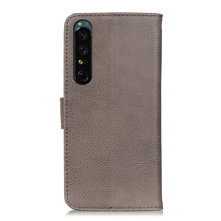 For Sony Xperia 1 IV KHAZNEH Cowhide Texture Horizontal Flip Leather Phone Case
