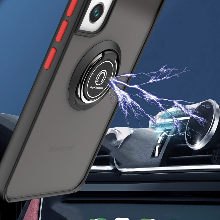 For Samsung Galaxy S22 5G Q Shadow I Ring Kickstand PC and TPU Hybrid Phone Case