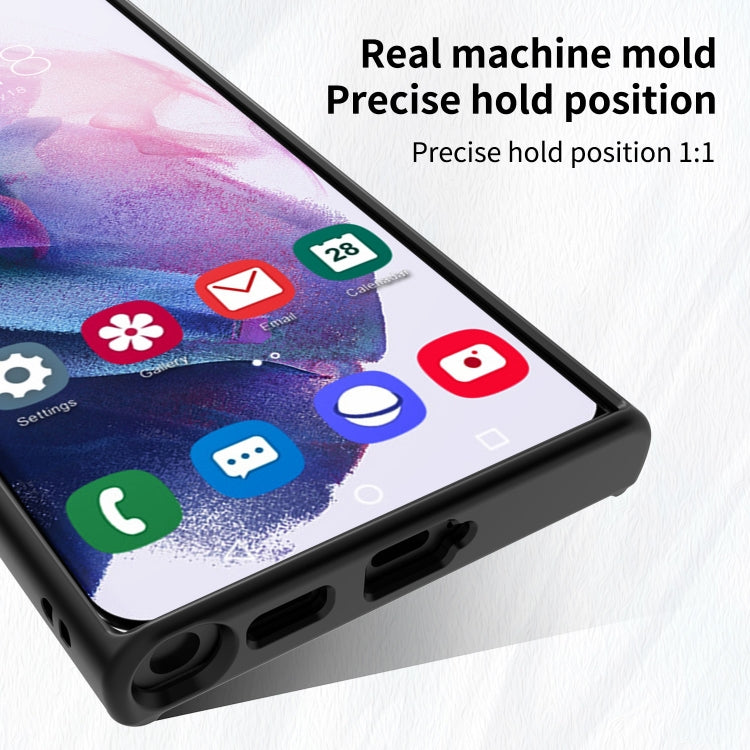For Samsung Galaxy S22 Ultra 5G Q Shadow I Ring Kickstand PC and TPU Hybrid Phone Case
