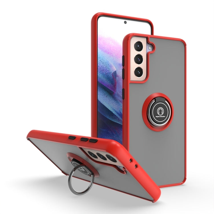 For Samsung Galaxy S21+ 5G Q Shadow I Ring Kickstand PC and TPU Hybrid Phone Case