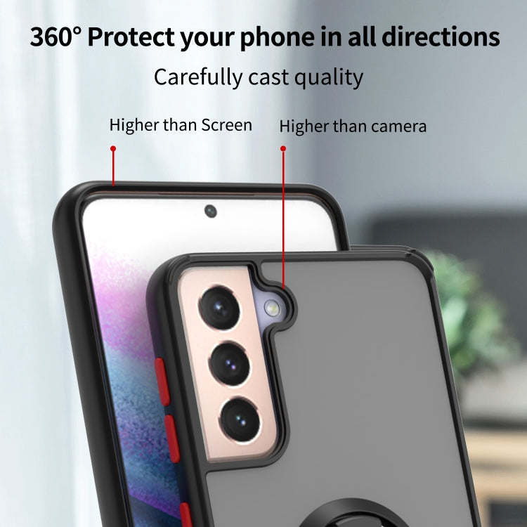 For Samsung Galaxy S21+ 5G Q Shadow I Ring Kickstand PC and TPU Hybrid Phone Case