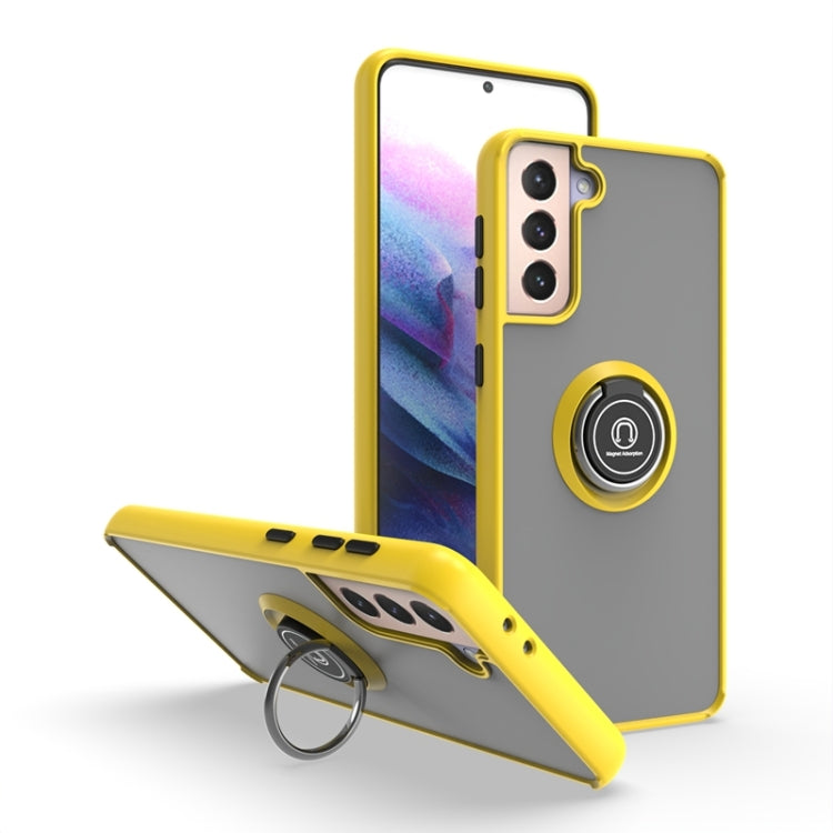 For Samsung Galaxy S21+ 5G Q Shadow I Ring Kickstand PC and TPU Hybrid Phone Case