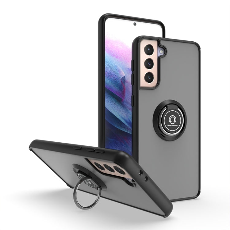 For Samsung Galaxy S21+ 5G Q Shadow I Ring Kickstand PC and TPU Hybrid Phone Case