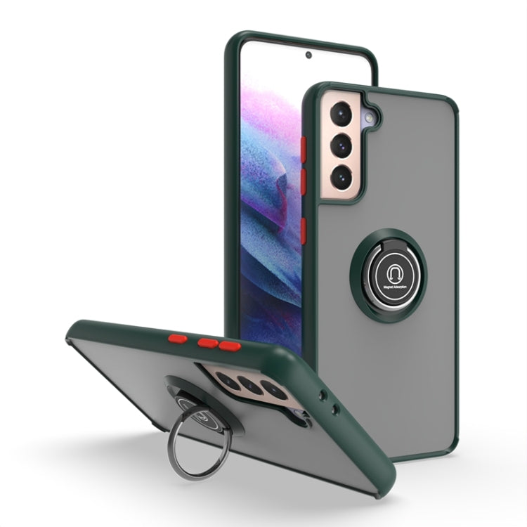 For Samsung Galaxy S21+ 5G Q Shadow I Ring Kickstand PC and TPU Hybrid Phone Case