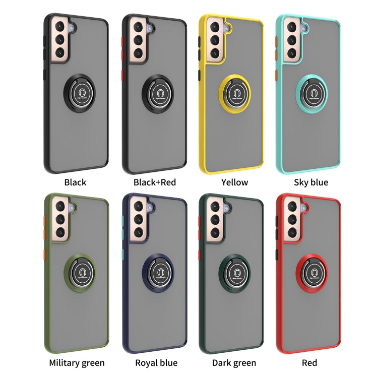For Samsung Galaxy S21+ 5G Q Shadow I Ring Kickstand PC and TPU Hybrid Phone Case