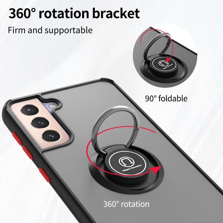 For Samsung Galaxy S21+ 5G Q Shadow I Ring Kickstand PC and TPU Hybrid Phone Case