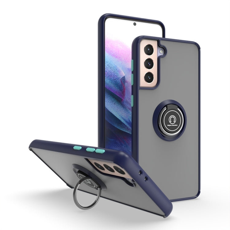 For Samsung Galaxy S21+ 5G Q Shadow I Ring Kickstand PC and TPU Hybrid Phone Case
