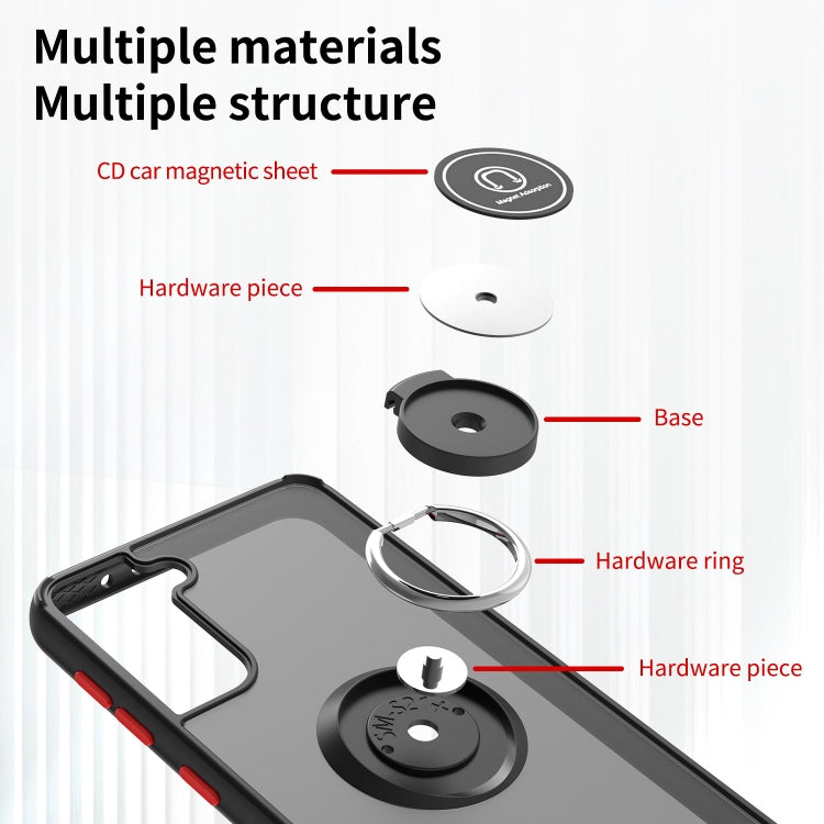 For Samsung Galaxy S21+ 5G Q Shadow I Ring Kickstand PC and TPU Hybrid Phone Case
