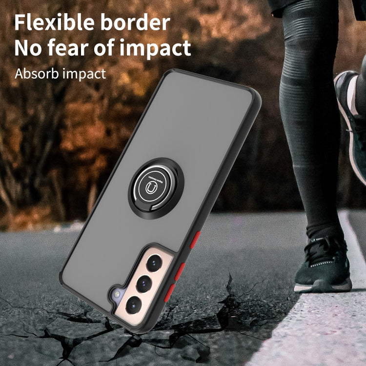 For Samsung Galaxy S21+ 5G Q Shadow I Ring Kickstand PC and TPU Hybrid Phone Case