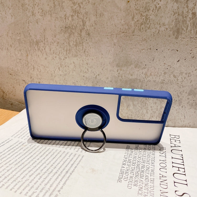 For Samsung Galaxy S21 Ultra 5G Q Shadow I Ring Kickstand PC and TPU Hybrid Phone Case