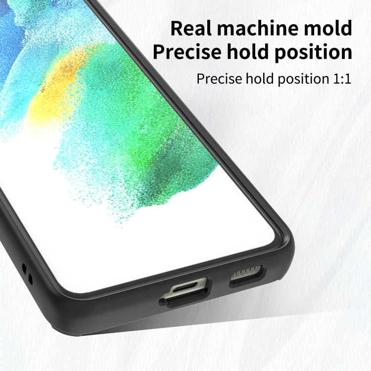 For Samsung Galaxy S21 FE 5G Q Shadow I Ring Kickstand PC and TPU Hybrid Phone Case