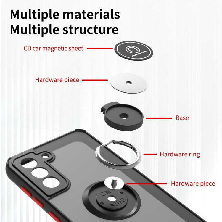 For Samsung Galaxy S21 FE 5G Q Shadow I Ring Kickstand PC and TPU Hybrid Phone Case