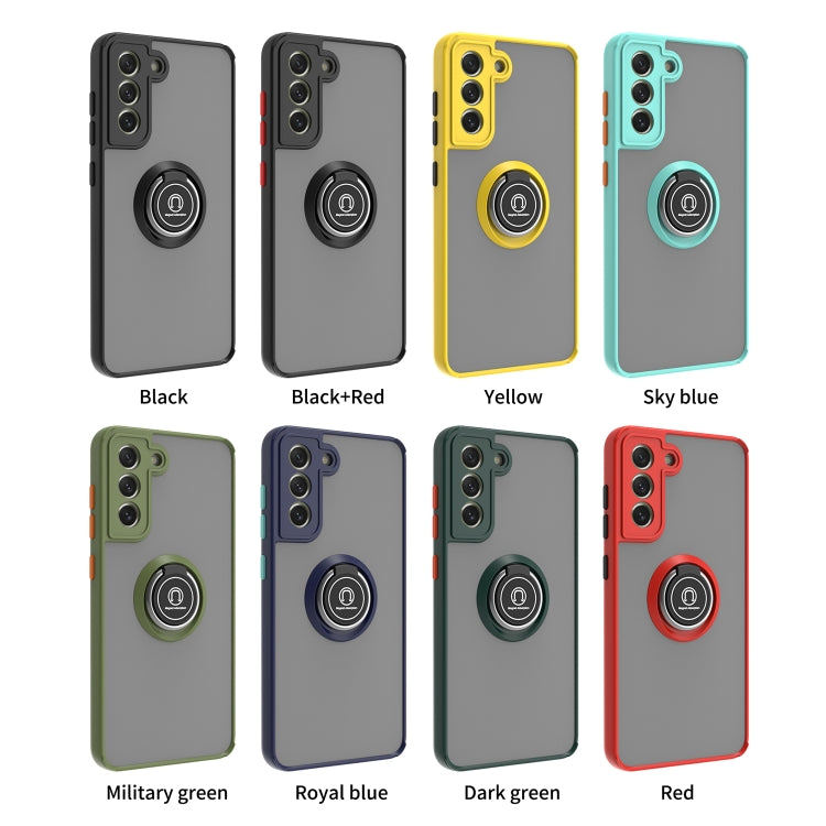 For Samsung Galaxy S21 FE 5G Q Shadow I Ring Kickstand PC and TPU Hybrid Phone Case
