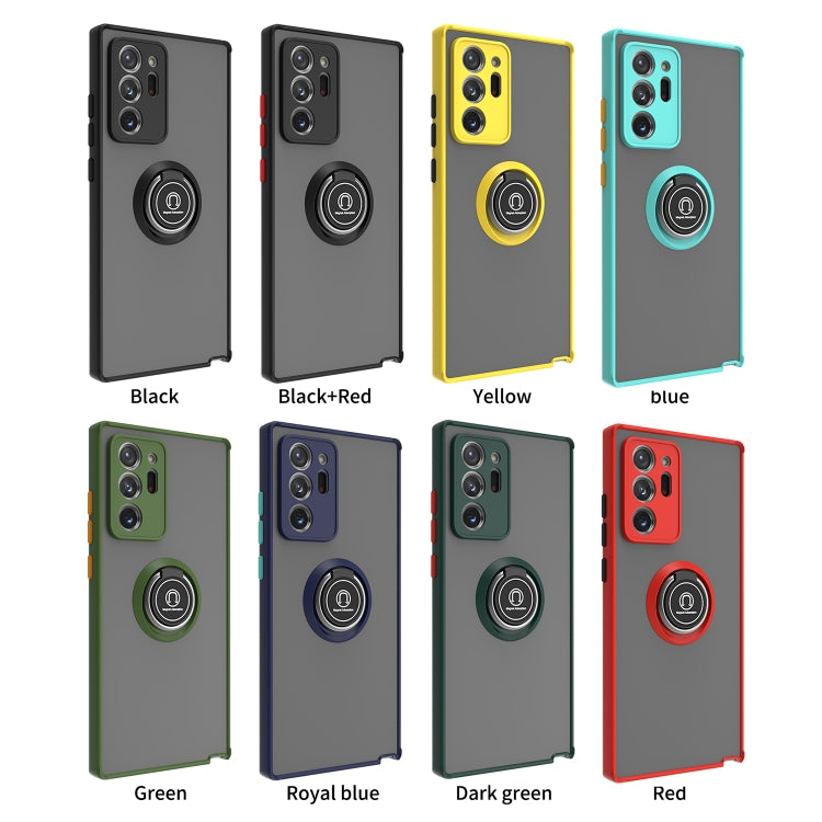 For Samsung Galaxy Note20 Ultra 5G Q Shadow I Ring Kickstand PC and TPU Hybrid Phone Case