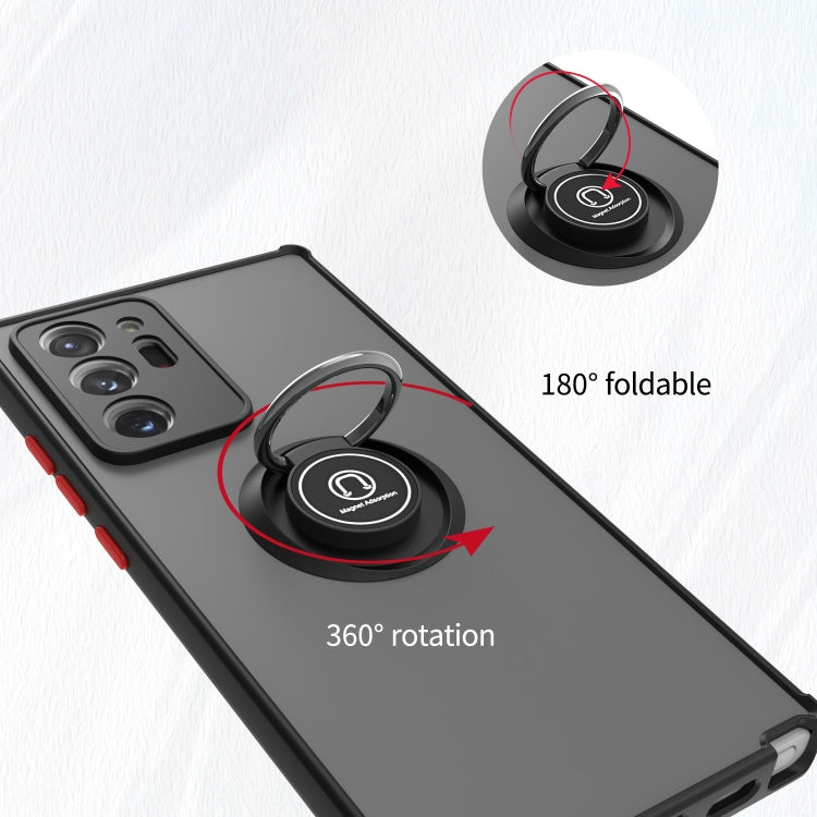 For Samsung Galaxy Note20 Ultra 5G Q Shadow I Ring Kickstand PC and TPU Hybrid Phone Case