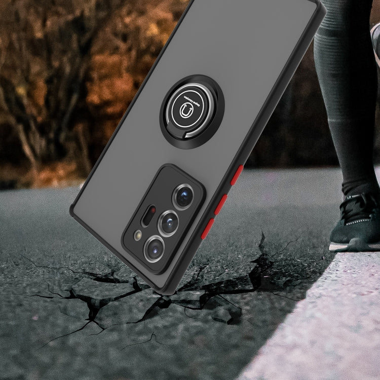 For Samsung Galaxy Note20 Ultra 5G Q Shadow I Ring Kickstand PC and TPU Hybrid Phone Case