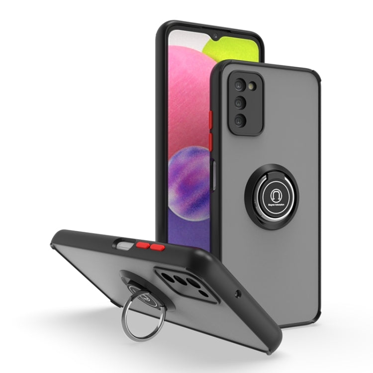 For Samsung Galaxy A03s 164mm Q Shadow I Ring Kickstand PC and TPU Hybrid Phone Case