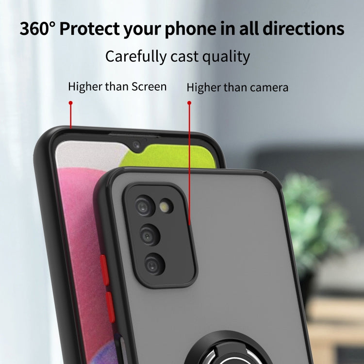 For Samsung Galaxy A03s 164mm Q Shadow I Ring Kickstand PC and TPU Hybrid Phone Case