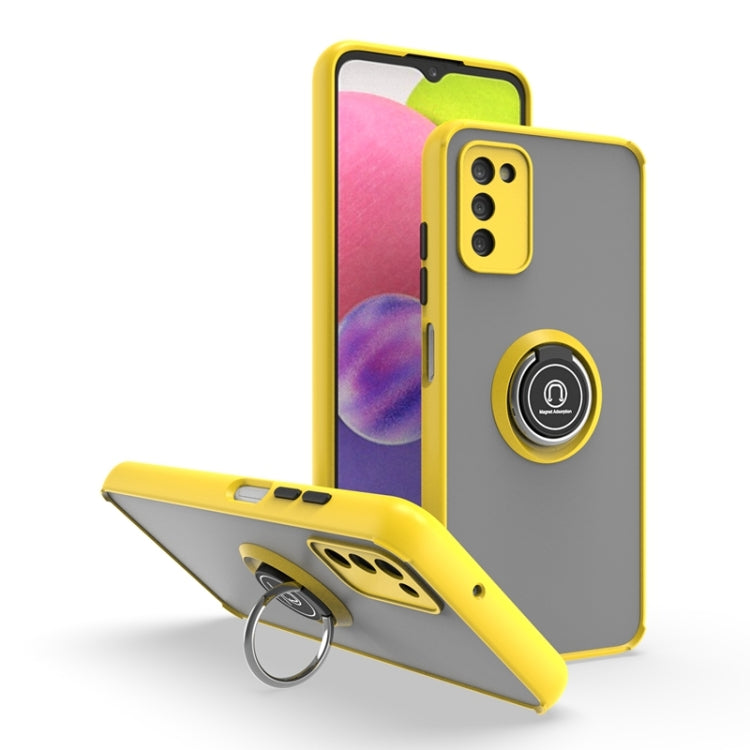 For Samsung Galaxy A03s 164mm Q Shadow I Ring Kickstand PC and TPU Hybrid Phone Case
