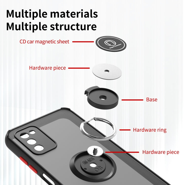 For Samsung Galaxy A03s 164mm Q Shadow I Ring Kickstand PC and TPU Hybrid Phone Case