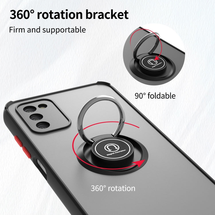 For Samsung Galaxy A03s 164mm Q Shadow I Ring Kickstand PC and TPU Hybrid Phone Case