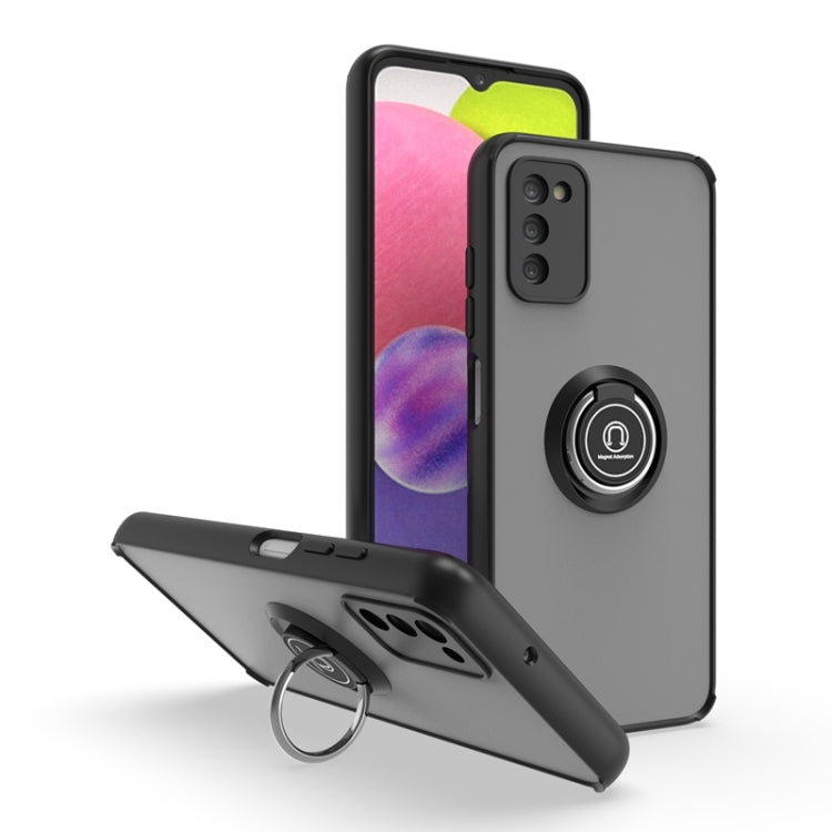 For Samsung Galaxy A03s 164mm Q Shadow I Ring Kickstand PC and TPU Hybrid Phone Case