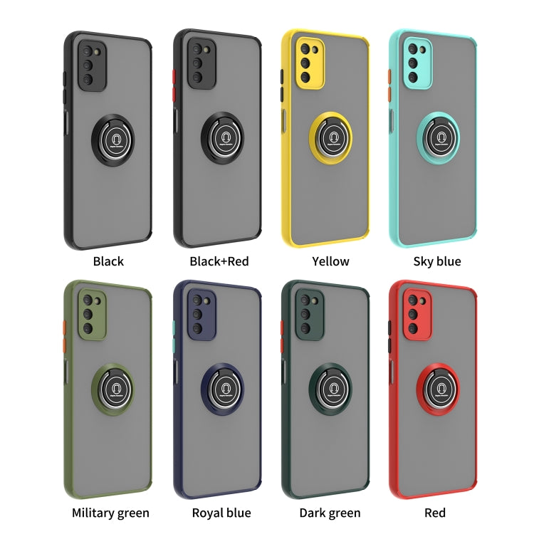 For Samsung Galaxy A03s 164mm Q Shadow I Ring Kickstand PC and TPU Hybrid Phone Case