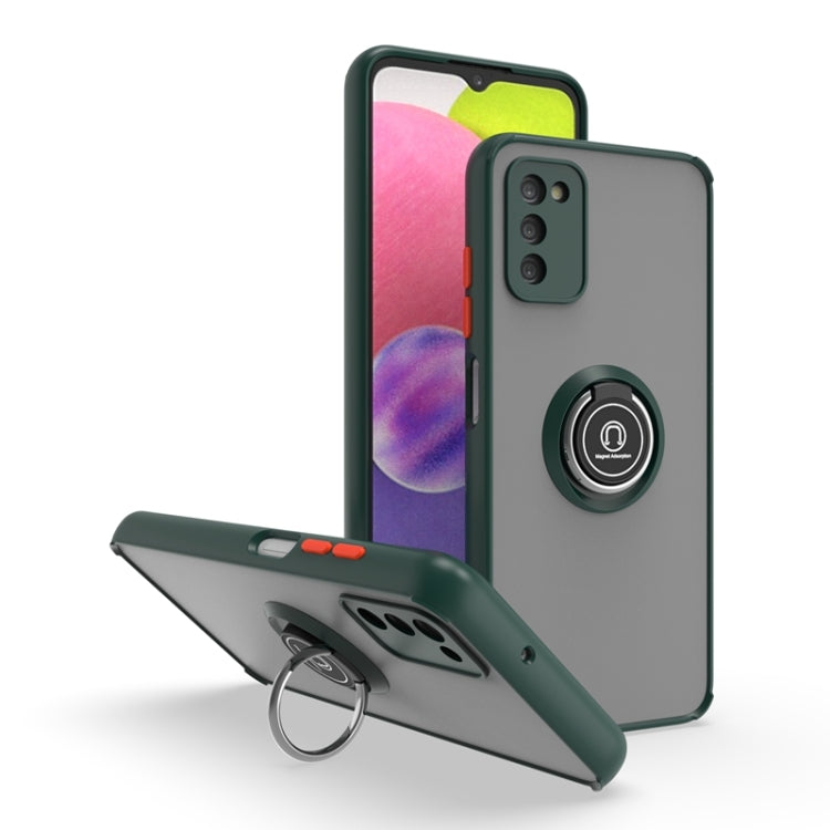 For Samsung Galaxy A03s 164mm Q Shadow I Ring Kickstand PC and TPU Hybrid Phone Case