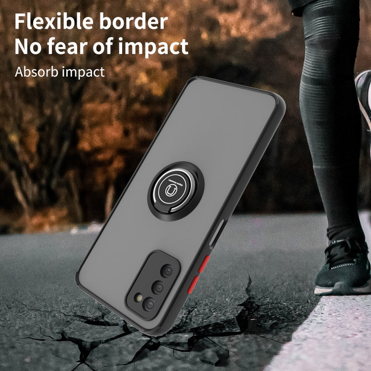 For Samsung Galaxy A03s 164mm Q Shadow I Ring Kickstand PC and TPU Hybrid Phone Case