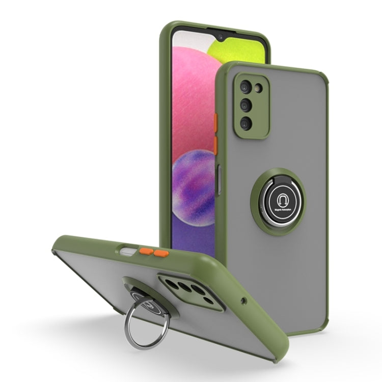 For Samsung Galaxy A03s 164mm Q Shadow I Ring Kickstand PC and TPU Hybrid Phone Case