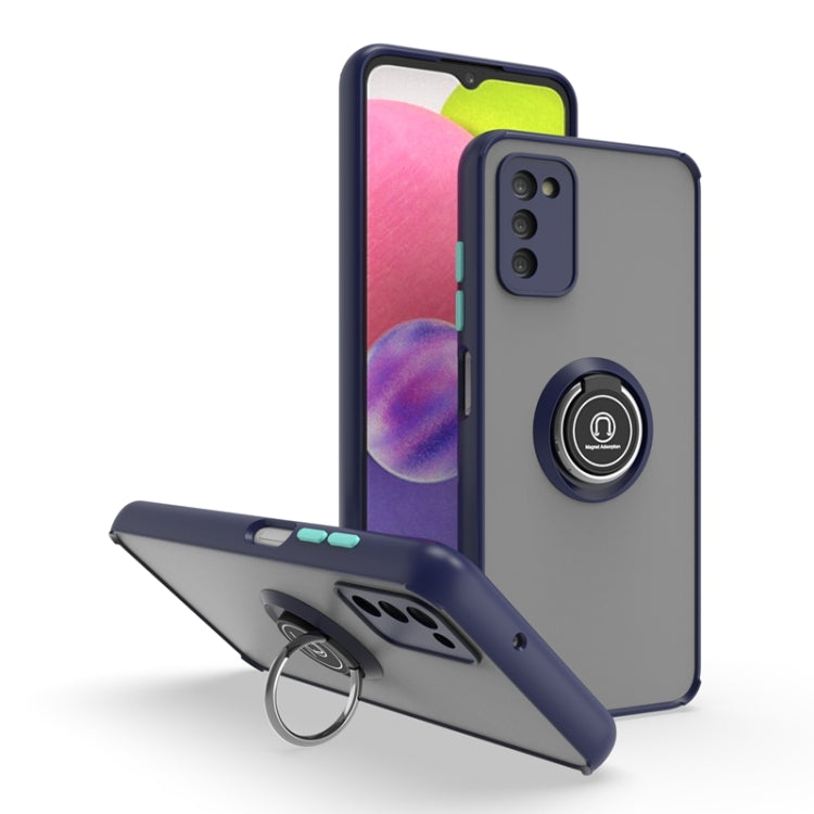 For Samsung Galaxy A03s 164mm Q Shadow I Ring Kickstand PC and TPU Hybrid Phone Case