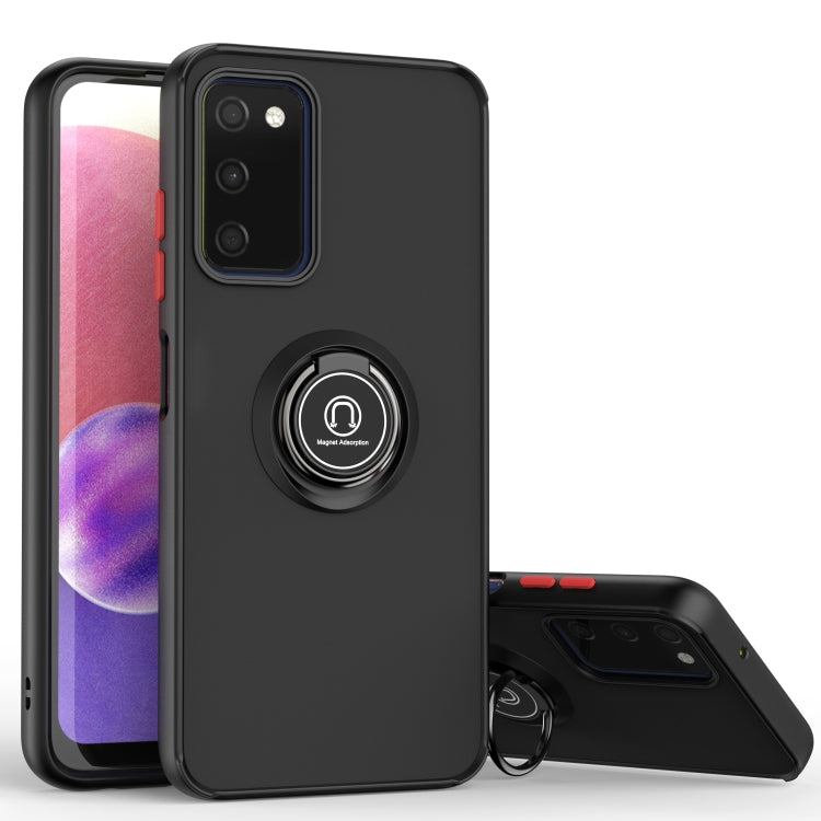 For Samsung Galaxy A03s 166mm Q Shadow I Ring Kickstand PC and TPU Hybrid Phone Case