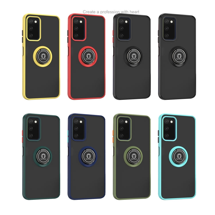 For Samsung Galaxy A03s 166mm Q Shadow I Ring Kickstand PC and TPU Hybrid Phone Case