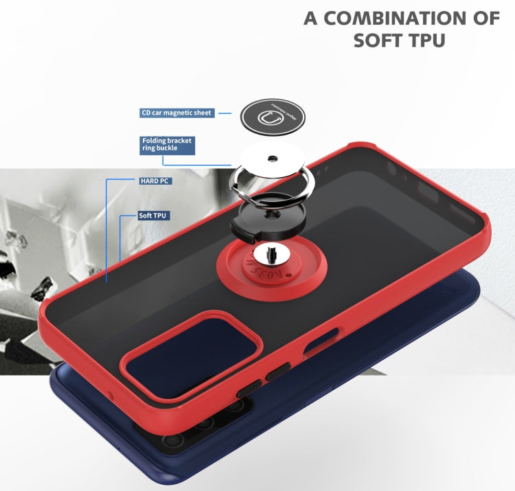 For Samsung Galaxy A03s 166mm Q Shadow I Ring Kickstand PC and TPU Hybrid Phone Case