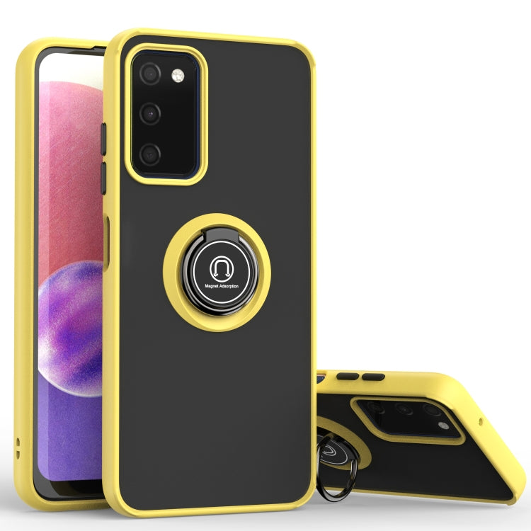 For Samsung Galaxy A03s 166mm Q Shadow I Ring Kickstand PC and TPU Hybrid Phone Case