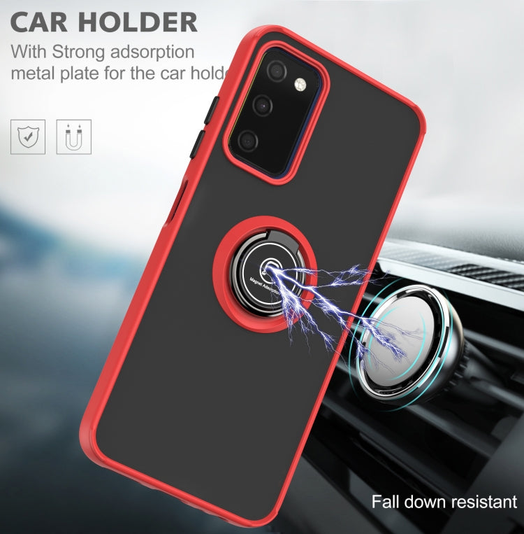 For Samsung Galaxy A03s 166mm Q Shadow I Ring Kickstand PC and TPU Hybrid Phone Case