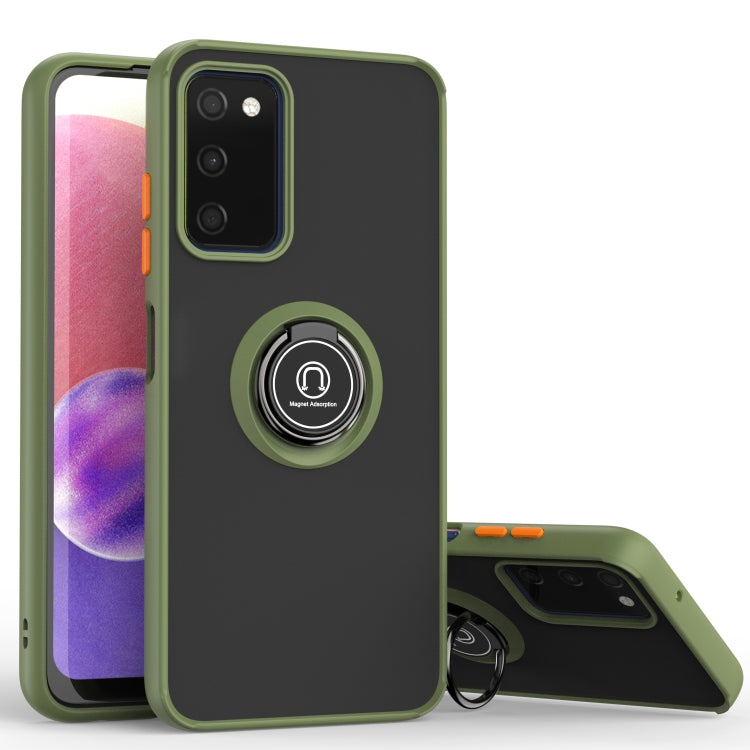 For Samsung Galaxy A03s 166mm Q Shadow I Ring Kickstand PC and TPU Hybrid Phone Case