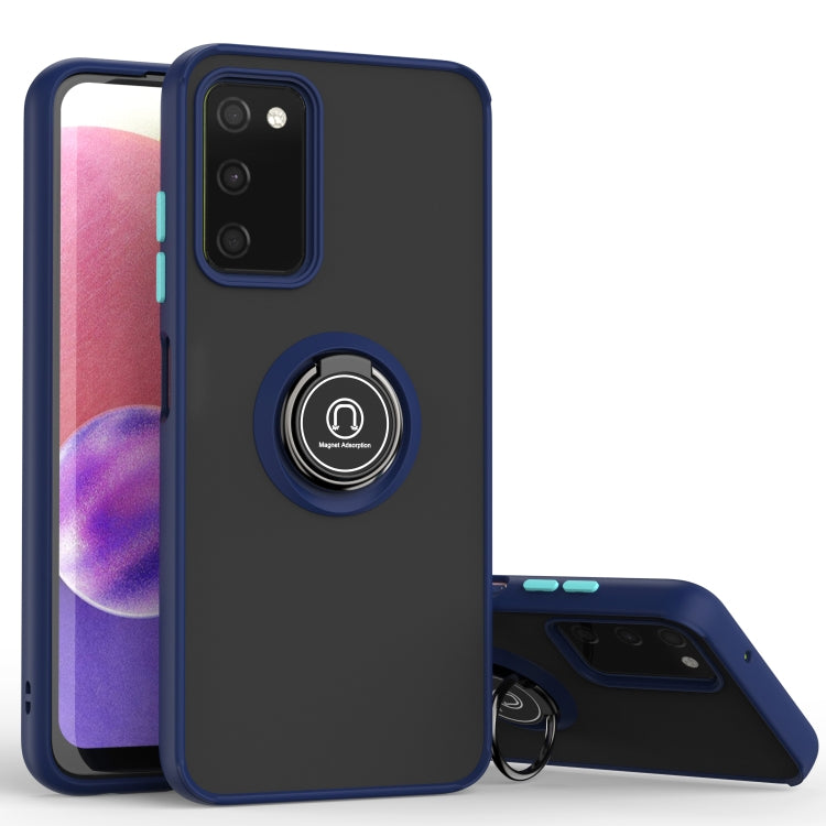 For Samsung Galaxy A03s 166mm Q Shadow I Ring Kickstand PC and TPU Hybrid Phone Case
