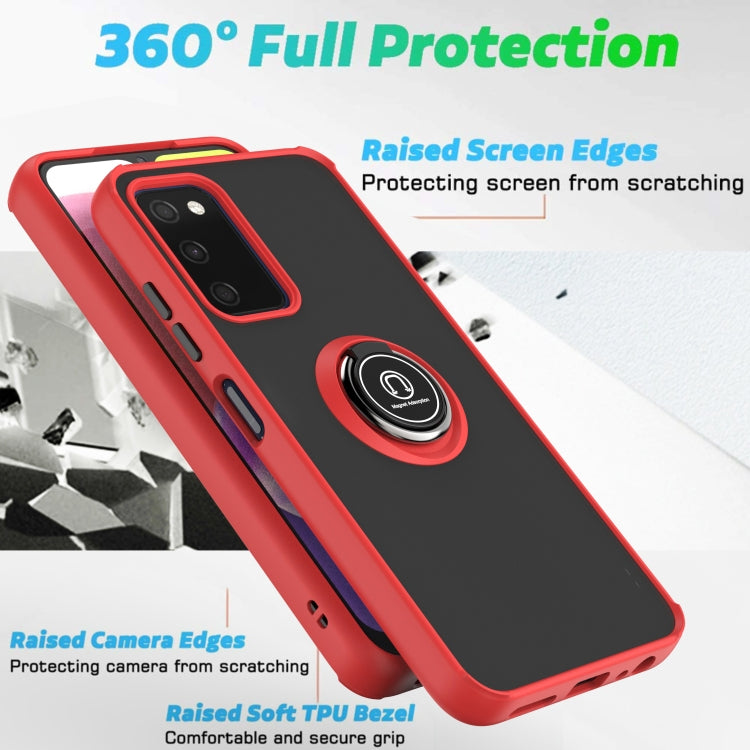 For Samsung Galaxy A03s 166mm Q Shadow I Ring Kickstand PC and TPU Hybrid Phone Case