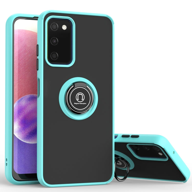 For Samsung Galaxy A03s 166mm Q Shadow I Ring Kickstand PC and TPU Hybrid Phone Case