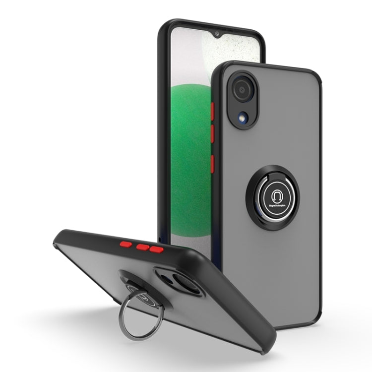 For Samsung Galaxy A03 Core Q Shadow I Ring Kickstand PC and TPU Hybrid Phone Case
