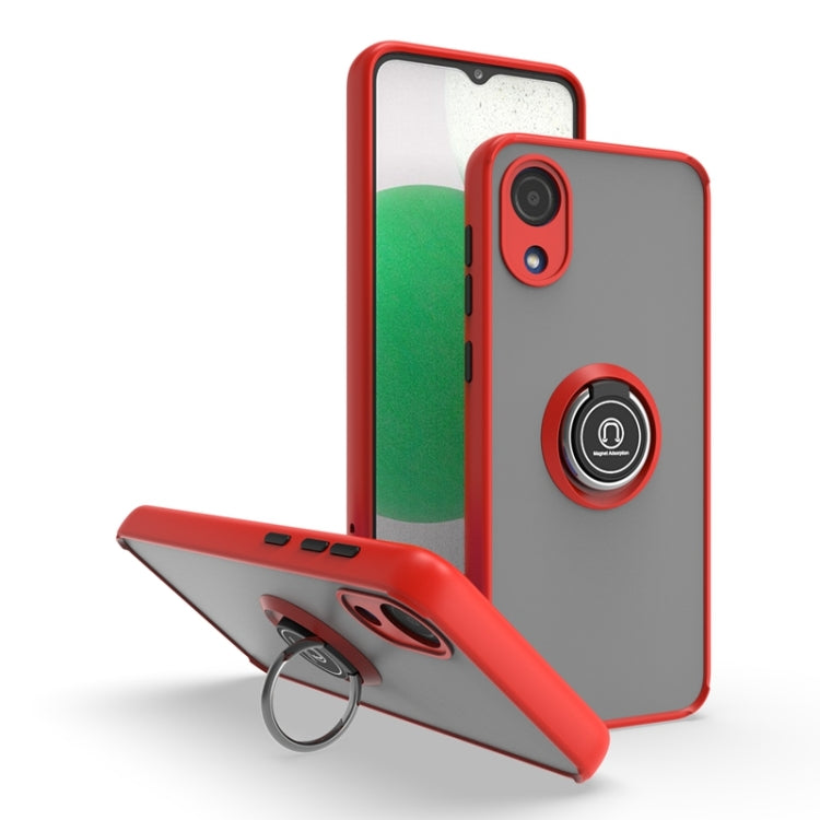 For Samsung Galaxy A03 Core Q Shadow I Ring Kickstand PC and TPU Hybrid Phone Case